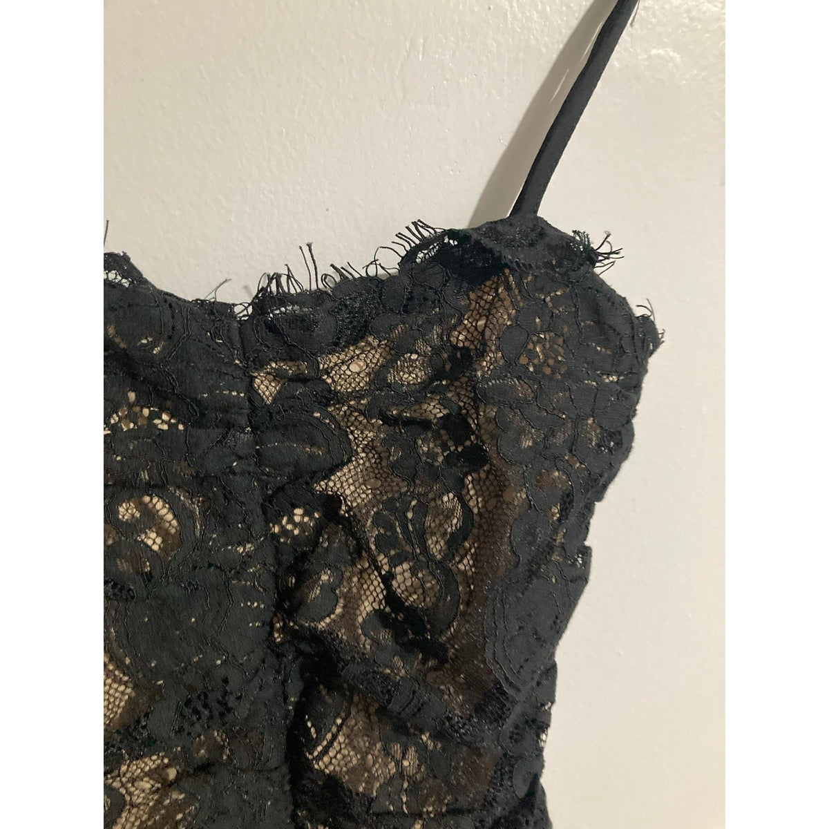 STORIA Dress Womens S Black Lace Sweetheart Ruched Slip Bodycon Party Cocktail