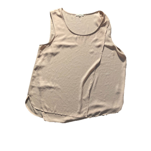 Classic Crossed Minimalist Pleione Beige Cream Sleeveless Blouse Size Large