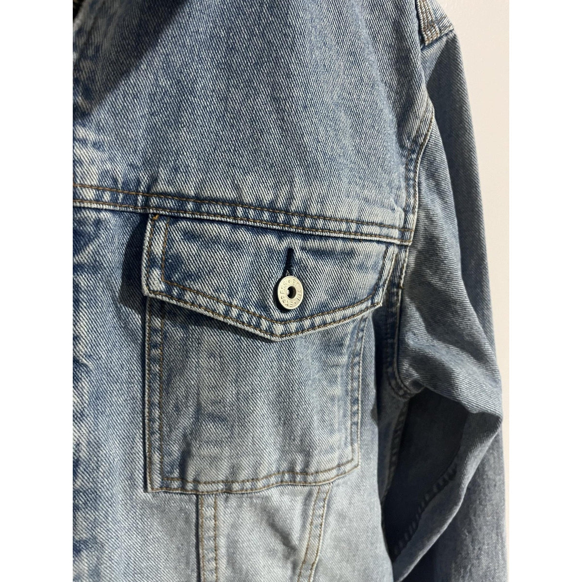 Express Bleus Jacket Womens M Blue Denim Full Zip Collared Pockets Logo