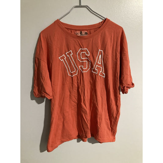 C&C California Women’s XL Orange Cotton Crew Neck Embroidered USA Graphic Tee