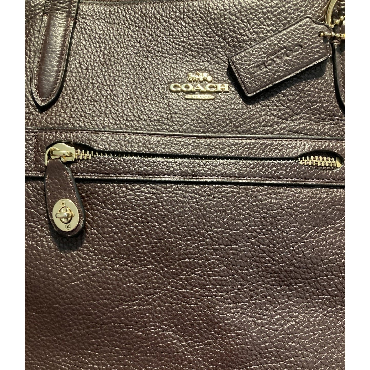 Coach F57526 Oxblood Crossgrain Leather City Zip Tote Shoulder Bag Burgundy