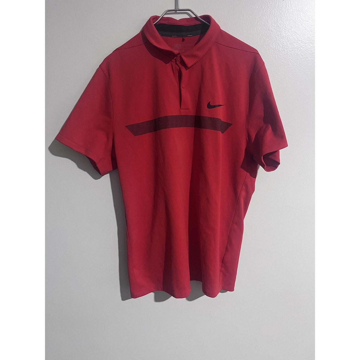 Nike Polo Shirt Mens XL Red Dri-FIT Colorblock Golf Collared Short Sleeve