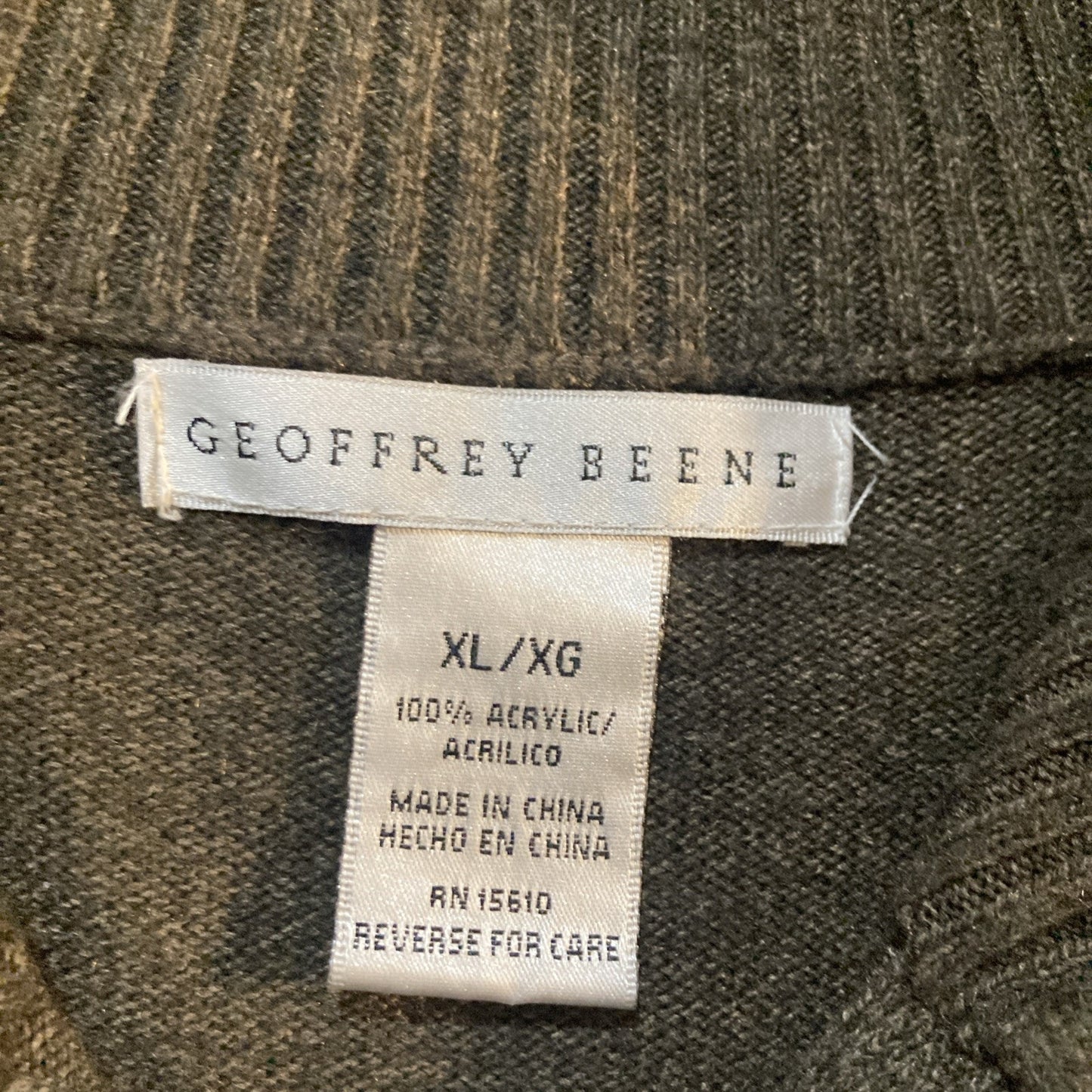 Geoffrey Beene Sweater Men's Size XL Brown Pullover Extra Soft Argyle 1/4 Zip