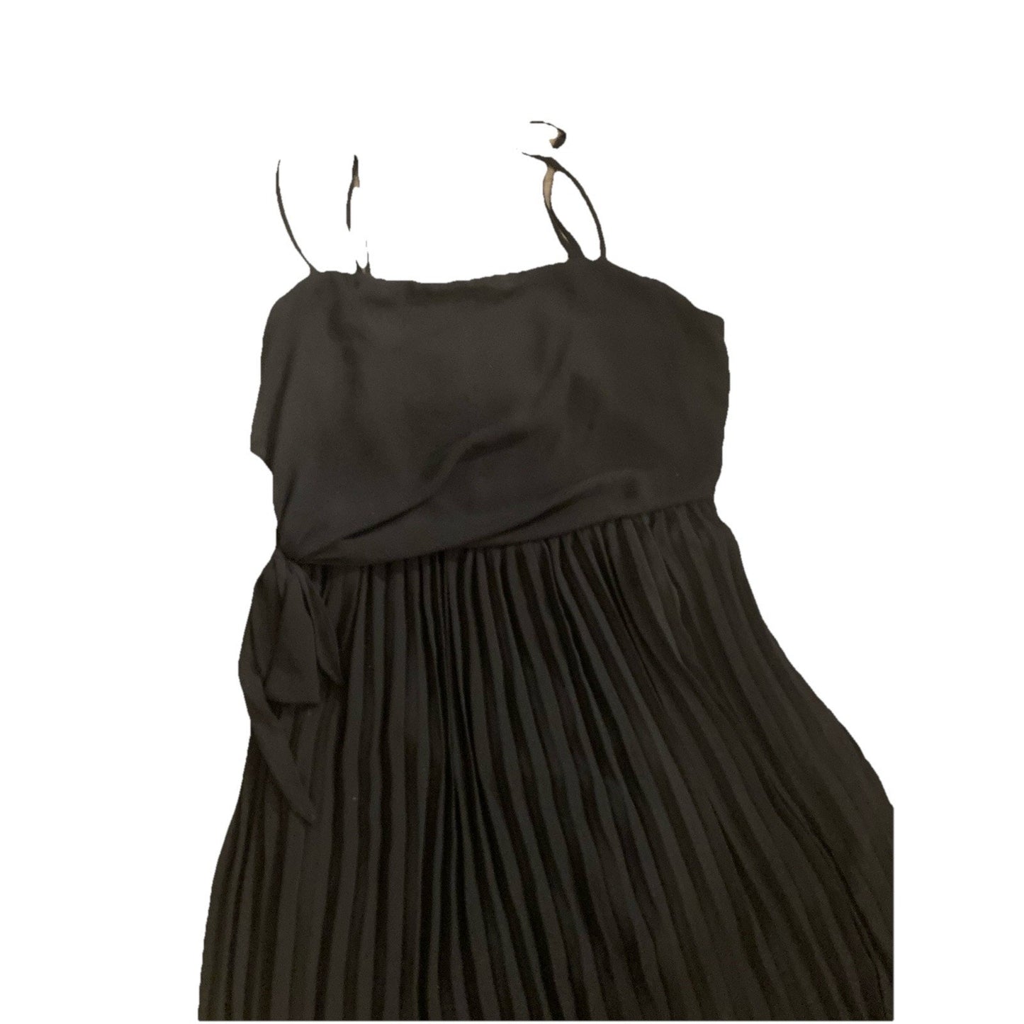 Favlux Maxi Dress Women's M Black Pleated Long Length Sleeveless A Line Wrap Tie