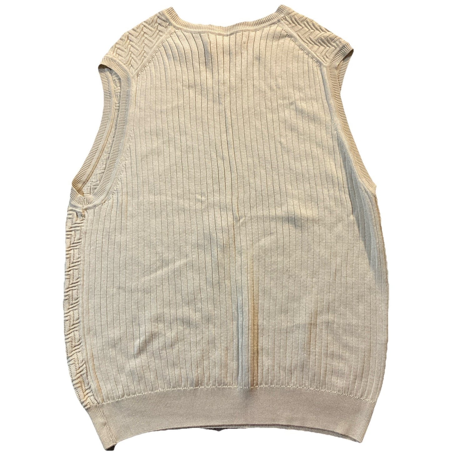 Sette Ponti Men's Size Medium Beige 100% Cotton Sweater Vest Knit Old Money