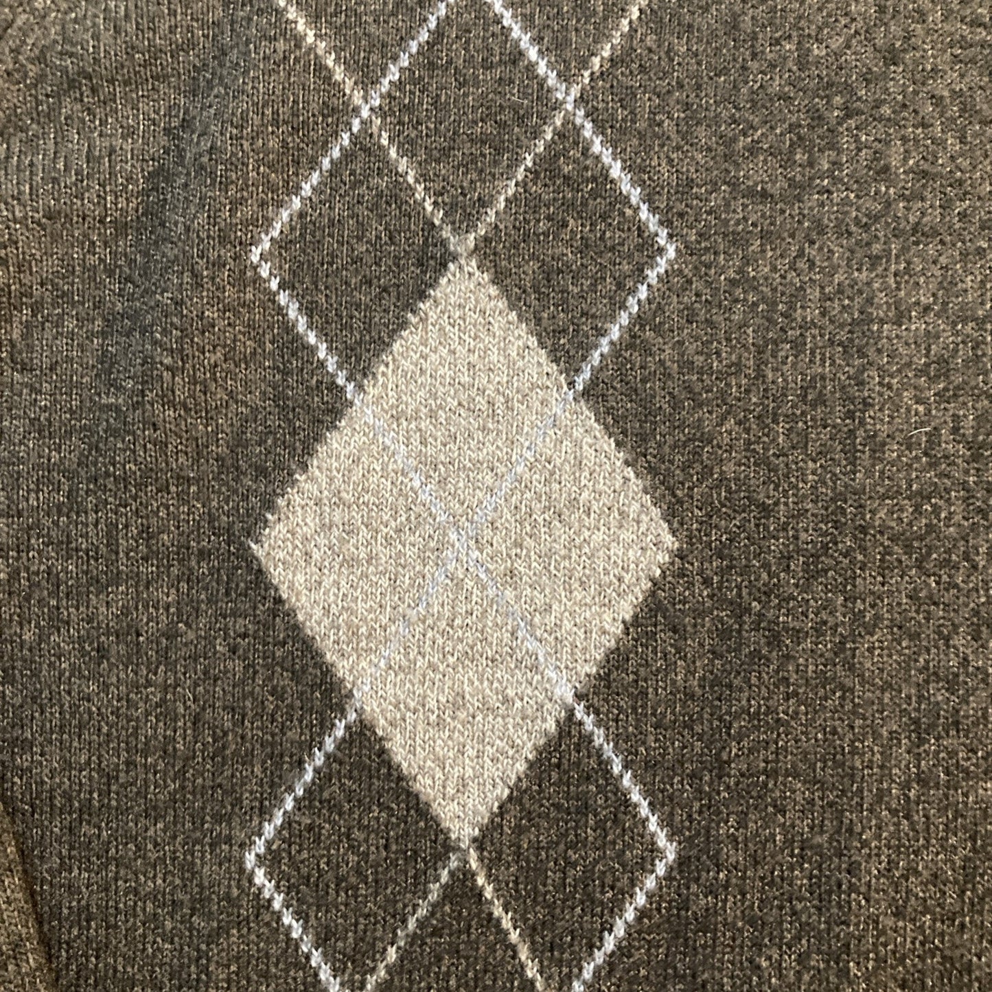 Geoffrey Beene Sweater Men's Size XL Brown Pullover Extra Soft Argyle 1/4 Zip